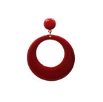Large Round Enameled Flamenco Hoop Earrings. Red